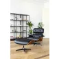 King Home Lounge Pihenőfotel Diófa Bőr Fekete Forgatható