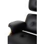 King Home Lounge XL Bőr Fotel Lábtartóval Diófa Fekete