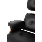 King Home Lounge XL Bőr Fotel Lábtartóval Diófa Fekete