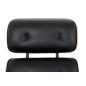 King Home Lounge XL Bőr Fotel Lábtartóval Diófa Fekete