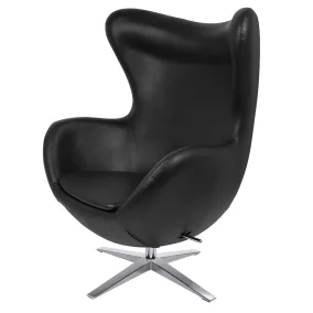 King Home Egg Széles Forgó Fotel Műbőr Fekete