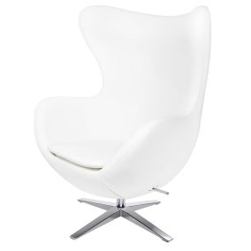 King Home EGG Széles Műbőr Fehér Dizájn Fotel