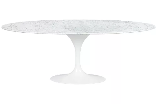 King Home Tulip Ellipse Marble Carrara Étkezőasztal Ovális Márvány Fehér