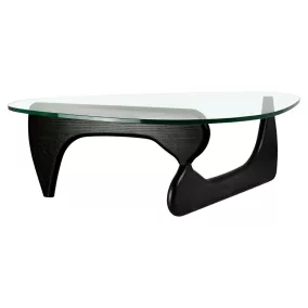   King Home Stable Black Üveg Dohányzóasztal Fekete Kőrisfa Alappal