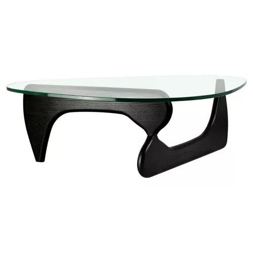 King Home Stable Black Üveg Dohányzóasztal Fekete Kőrisfa Alappal