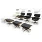   King Home Lounge Premium Pihenőfotel Diófa Fehér Bőr 360° Forgó