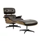   King Home Lounge Premium Bőr Pihenőfotel Lábtartóval Diófa Barna