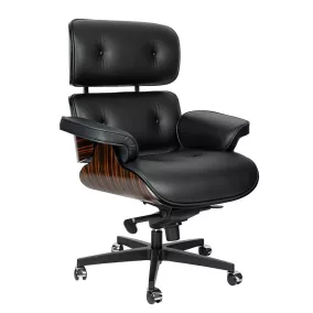   King Home Gubernator Luxus Irodai Szék Valódi Bőr Fekete Ébenfa