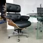 King Home Lounge Gubernator Irodai Szék Diófa Valódi Bőr Fekete