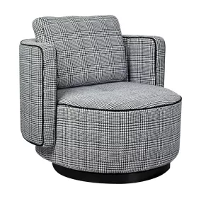 King Home TONDO Forgó Fotel Pepita Fekete-Fehér