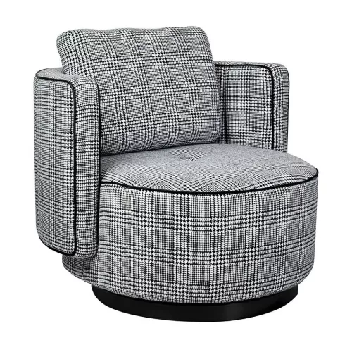 King Home TONDO Forgó Fotel Pepita Fekete-Fehér