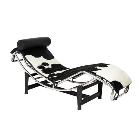   King Home Divano Pony Pihenőszék Természetes Fekete-Fehér Bőr Króm