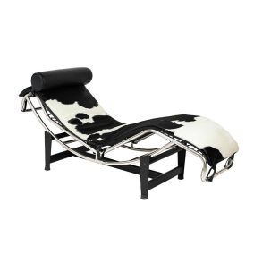   King Home Divano Pony Pihenőszék Természetes Fekete-Fehér Bőr Króm