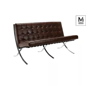   Modesto Barcelon Vintage Kétszemélyes Bőr Kanapé Csokoládébarna