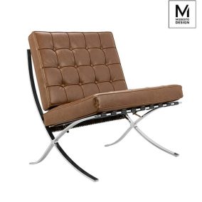 Modesto Barcelon Vintage Fotel Műbőr Polírozott Acél