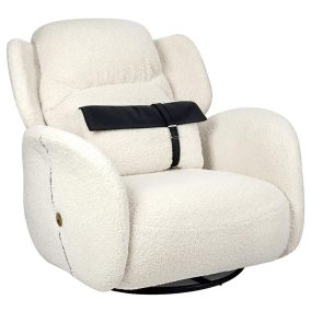   King Home Tape Teddy Forgó Fotel Fehér Plüss Dekoratív Szíjjal