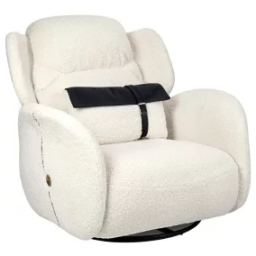   King Home Tape Teddy Forgó Fotel Fehér Plüss Dekoratív Szíjjal