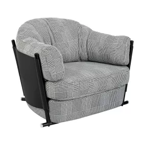   King Home Roger Kényelmes Fotel Pepita Mintás Fekete-Fehér