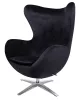 King Home Egg Széles Velvet Forgó Fotel Fekete