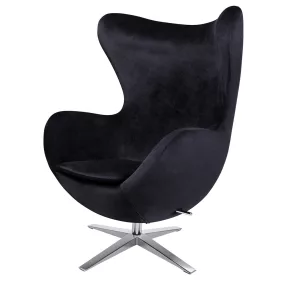 King Home Egg Széles Velvet Forgó Fotel Fekete