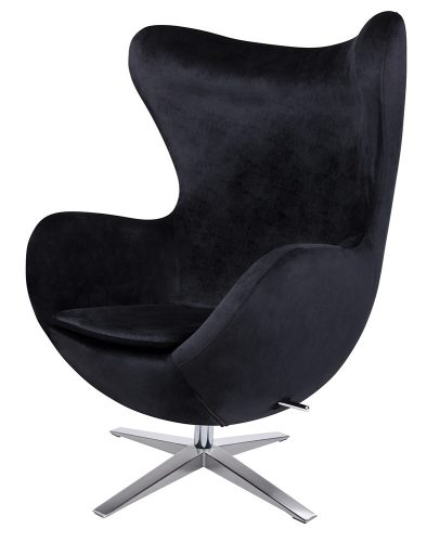 King Home Egg Széles Velvet Forgó Fotel Fekete