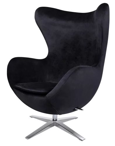 King Home Egg Széles Velvet Forgó Fotel Fekete