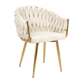 King Home TRESSE Bézs Velúr Fotel Arany Lábakkal
