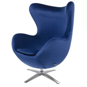 King Home Egg Széles Velvet Forgó Fotel Sötétkék