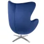 King Home Egg Széles Velvet Forgó Fotel Sötétkék