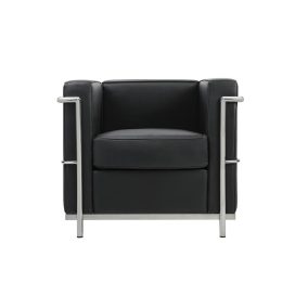 King Home SOFT LC2 Valódi Olasz Bőr Fotel Fekete Króm