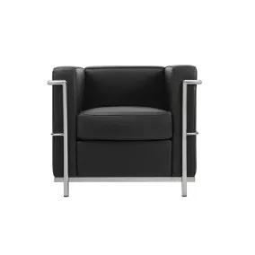 King Home SOFT LC2 Valódi Olasz Bőr Fotel Fekete Króm