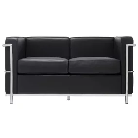 King Home SOFT LC2 Kétszemélyes Kanapé Olasz Bőr Fekete