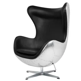King Home Egg Aviator Műbőr Forgószék Fekete
