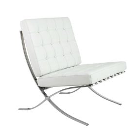   BARCELON PRESTIGE PLUS karosszék fehér - olasz válogatott természetes bőr, acél