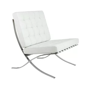 King Home Barcelon Prestige Plus fotel olasz természetes bőr fehér rozsdamentes acél