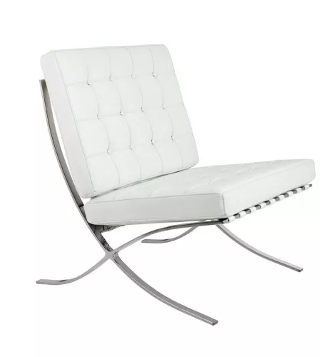 King Home Barcelon Prestige Plus fotel olasz természetes bőr fehér rozsdamentes acél