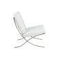   BARCELON PRESTIGE PLUS karosszék fehér - olasz válogatott természetes bőr, acél