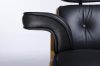 King Home Lounge Luxus Bőr Fotel Rózsafa Fekete Forgatható