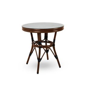   King Home Cafe Paris Rattan Kerti Asztal Üveglappal Dióbarna