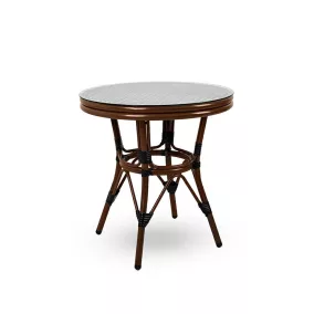   King Home Cafe Paris Rattan Kerti Asztal Üveglappal Dióbarna