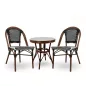   King Home Cafe Paris Rattan Kerti Asztal Üveglappal Dióbarna