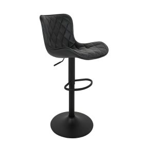   King Home Favius Állítható Magasságú Bárszék Steppelt PU Bőr Fekete