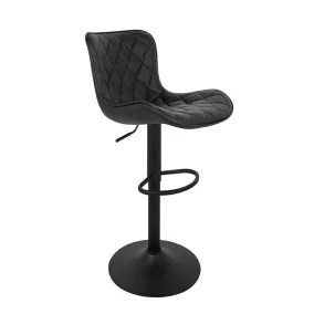   King Home Favius Állítható Magasságú Bárszék Steppelt PU Bőr Fekete