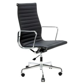   King Home Aeron Prestige Plus Irodai Szék Valódi Bőr Fekete Króm