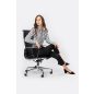 King Home Aeron Prestige Plus Irodai Szék Valódi Bőr Fekete Króm