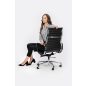 King Home Aeron Prestige Plus Irodai Szék Valódi Bőr Fekete Króm