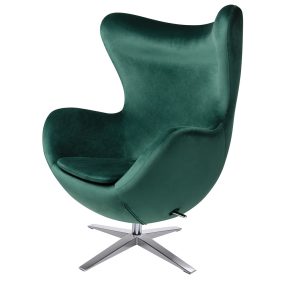 King Home Egg Széles Velvet Fotel Sötétzöld Forgó