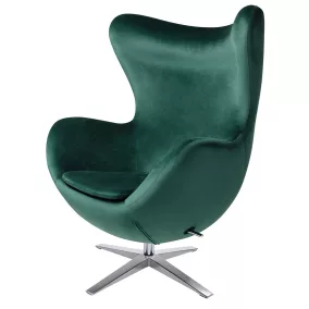 King Home Egg Széles Velvet Fotel Sötétzöld Forgó