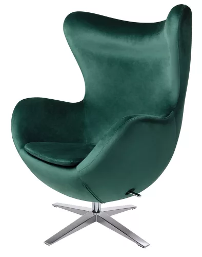 King Home Egg Széles Velvet Fotel Sötétzöld Forgó