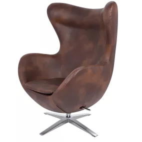 King Home EGG Széles Vintage Konyak Műbőr Forgó Fotel